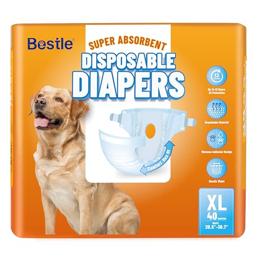 Image of Bestle Disposable Female Dog Diapers, 40 Count, XL (Waist 29.5 inch-34.6 inch), Wetness Indicator, Ultra Protection, Leak Proof, Super Absorbent, Soft
