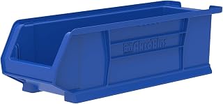 Akro-Mils - 30284BLUE 30284 Super-Size AkroBin Heavy Duty Stackable Storage Bin Plastic Container, (24-Inch L x 8-Inch W x 7-Inch H), Blue, (4-Pack)
