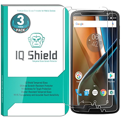 IQ Shield Glass Screen Protector Compatible with Motorola Moto G6 (3-Pack) Clear Tempered Ballistic Glass HD and Transparent Shatter-Proof Shield, 99% Touch Accuracy
