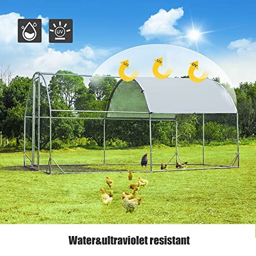 Antifir Chicken Coop, Metal Chicken Pen, Large Chicken Run For Yard With Waterproof And Anti-Ultraviolet Cover, Outdoor Heavy Duty Chicken Coop For Duck, Rabbit,Chicken 150"X110.4"X78" #TOP4