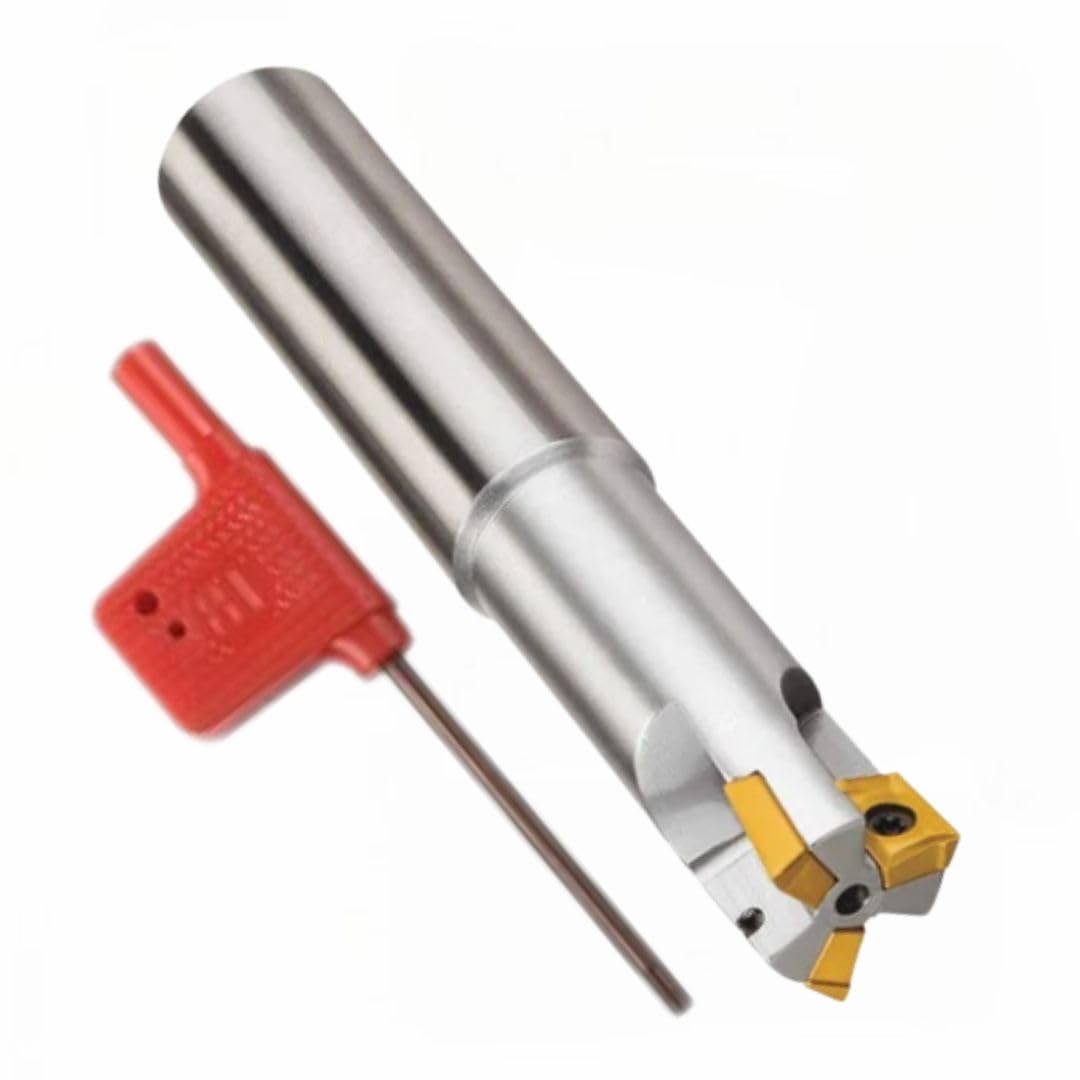 Buyohlic Indexable End Mill 32mm | Shoulder Milling Cutter | 10 Pcs APMT1604 Carbide Inserts Free (Dia 32 mm~Len 150 mm~32 mm Shank)