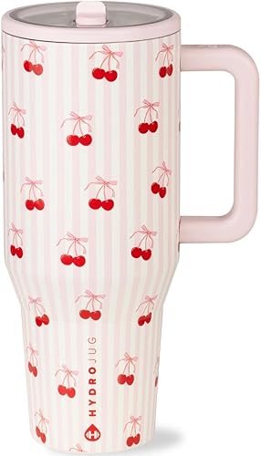 Miniatura 72 de HydroJug Traveler - Botella de agua 40 oz con asa y pajilla abatible, apto para soporte para vasos, resistente a fugas, reutilizable, aislado, acero