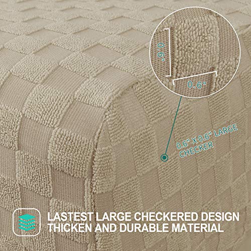 YEMYHOM Additional Recliner Console Cover for Couch with Holder and Storage, Latest Jacquard Middle Reclining Console Slipcover Fitted Furniture Protector with Elastic Bottom (Khaki) by YEMYHOM - Image 4