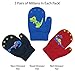 N'Ice Caps Kids Magic Stretch Gloves Mitten 3 Pairs Toddler Boys Girls Winter (2-4 Years, Dinos - Red/Royal/Black Mittens)