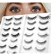 Path to Love 14 Pairs Natural False Fake Eyelashes, 14 Mixed Styles Mink Lashes Fluffy Wispy Volu...