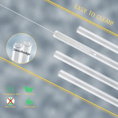 Akonege 6 Pack Glass Straw Reusable Clear Drinking Straws, 8.5'' X 10Mm, 3 Straight And 3 Bent Glass Straws With 2 Cleaning Brush For Cold/Hot Drinks, Cocktail, Smoothies, Coffee, Juice #TOP4
