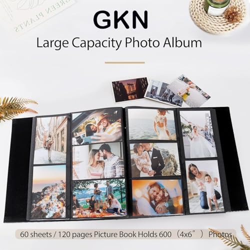 Image of GKN DIY Scrapbook Photo Album 4x6 Photos, 600 Pockets, 120 Pages, Premium Linen Cover with Front Window, Memory Book for Wedding, Anniversary, Family, Baby & Birthday Photos