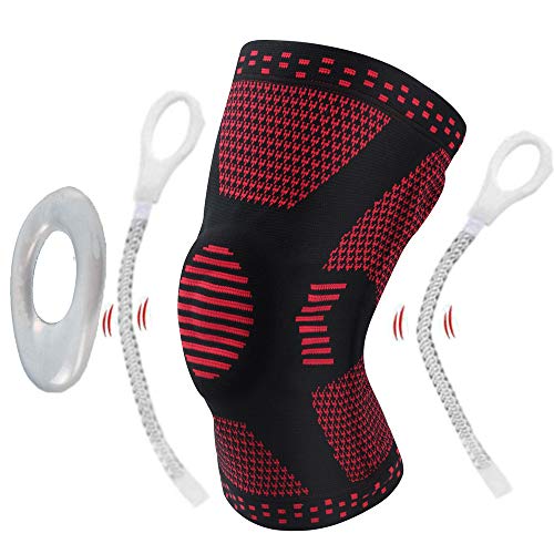 Lantop Knee Brace with Side Stabilizers Best Knee Compression Sleeve Reduce Strain Swelling Knee Support for Women Men Arthritis Meniscus Tear Workout Running Joint Pain Relief Injury Recovery