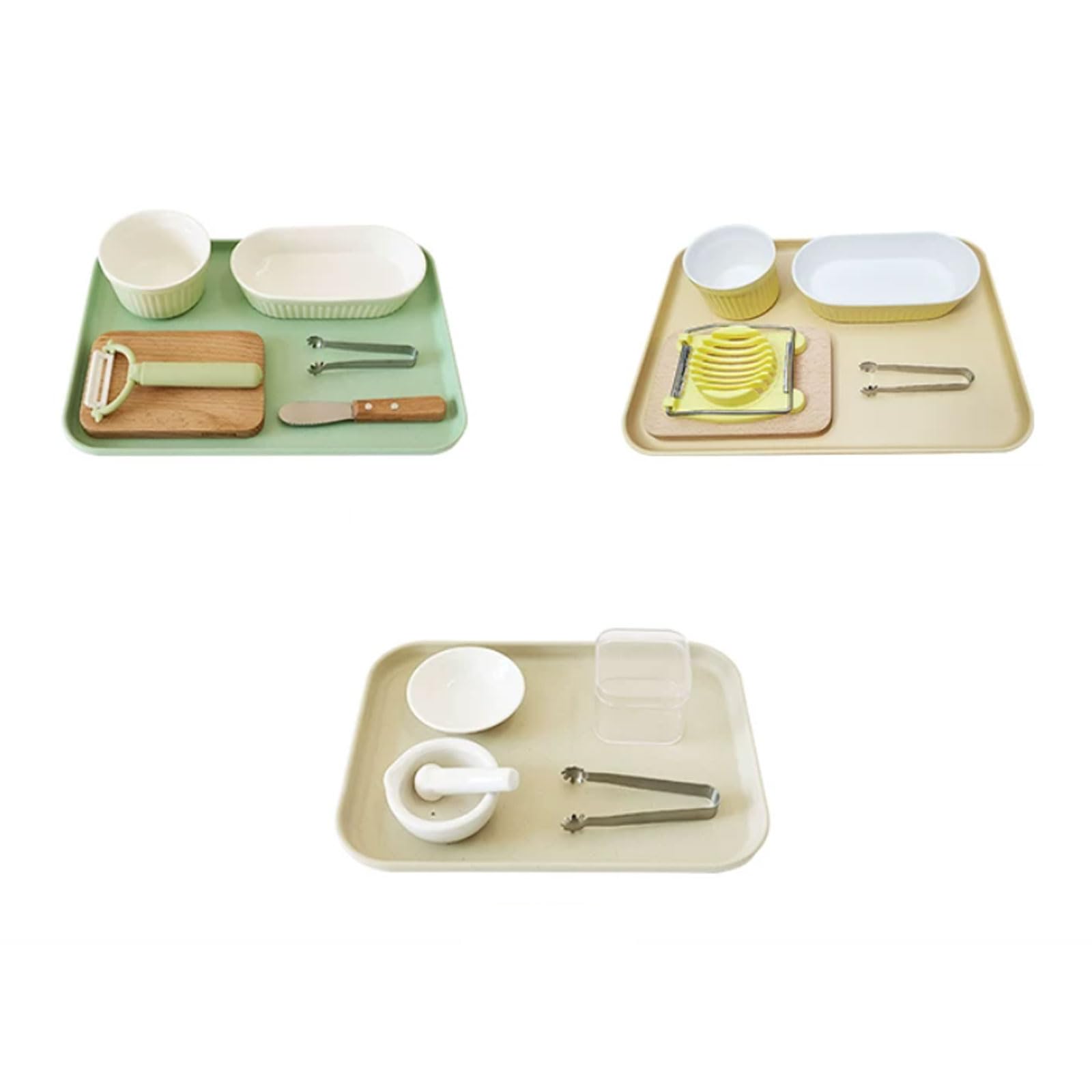 Ttnmrc One Color Montessori Practical Life Complete Tray Set