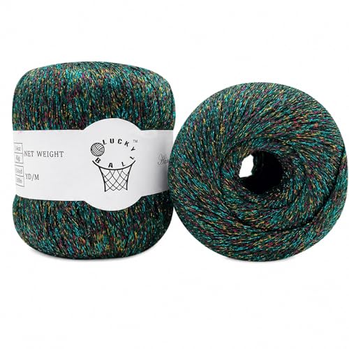 Image of 80g Sparkle Silver Lurex Thread Shining Yarn, Metallic Crochet Thread Yarn for Crocheting, Sparkle Metallic for Knitting Clothes, Car Charm, Keychain Charm(Jade)