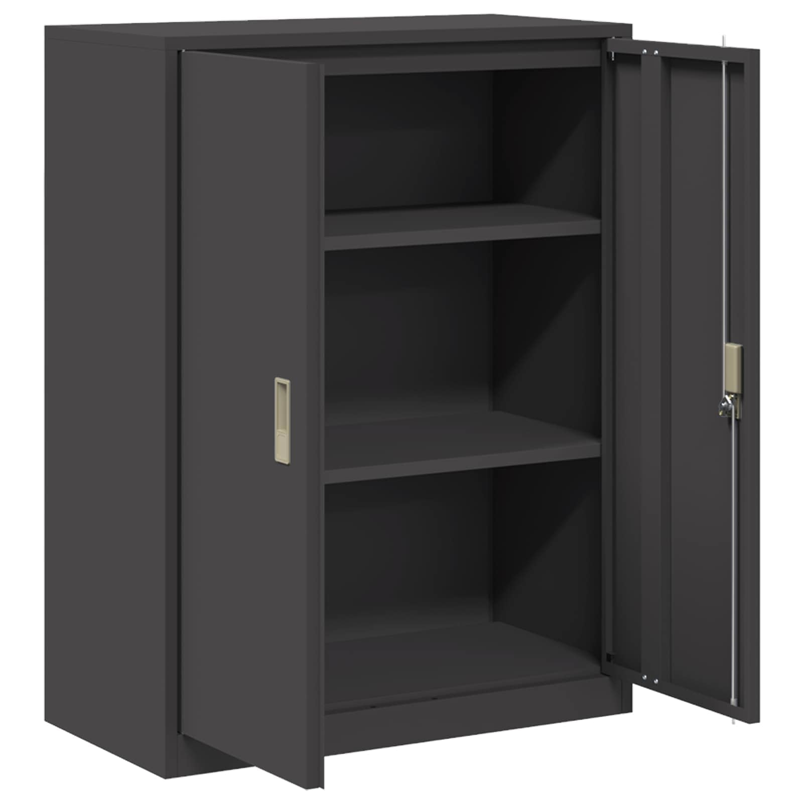 Armadio da ufficio nero, 80 x 40 x 105 cm, in acciaio con ante chiudibili, versatile armadio multiuso per ufficio, casa e studio, robusto scaffale in metallo