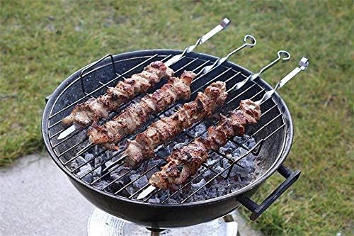 Miniatura 4 de Antallcky Paquete de 12 brochetas de Kebab para barbacoa de acero inoxidable de 23.5 pulgadas, resistentes, grandes, anchos, reutilizables, con