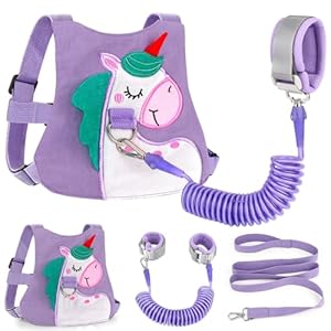 Accmor Toddler Leash with Anti Lost Wrist Link, Cute Unicorn Kids Harness Child Leash, Adorable Baby Anti Lost Leash Walking Wristband Assistant Belt Tether for Girls Outdoor Travel (Purple)