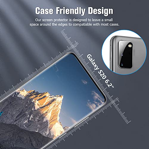 Letang [2+2Pack] Galaxy S20 Screen Protector Tempered Glass + Camera Lens Protector [9H Hardness][Compatible Fingerprint] 3D Curved Hd Clear Glass Film For Samsung Galaxy S20 (6.2") #TOP6