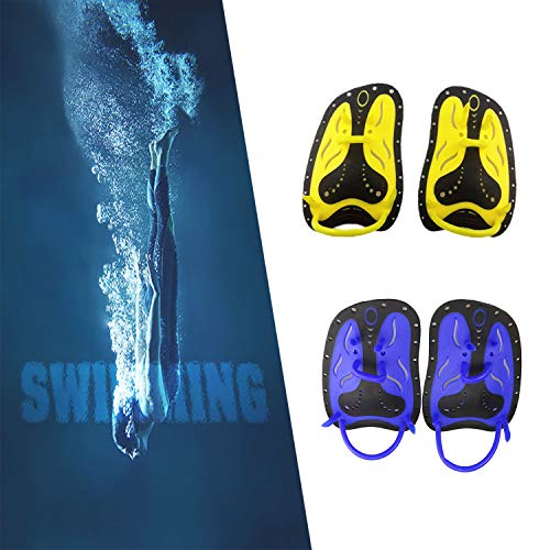 Anysoso Swimming Hand Paddles, Professional Swim Training Paddles Hand Paddles Power Paddles Swimming Training Aid Large Flat Paddles for Men Women Children(Yellow)