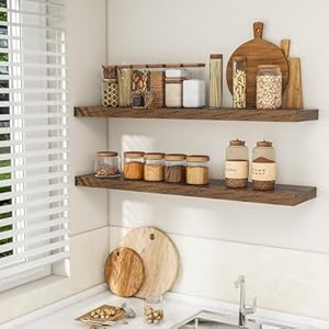 48inch floating shelves for wall 2 pack shelves for bedroomkitchenbathroom wall mounted rustic wood floating shelf with invisible brackets for booksstoragedecor rustic brown  urban country home decor