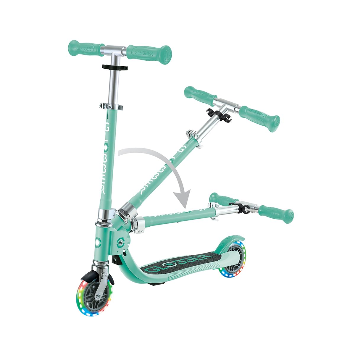 Globber - Flow Foldable Junior Lights - 2-kołowa hulajnoga dla dzieci od 3 lat, zielona