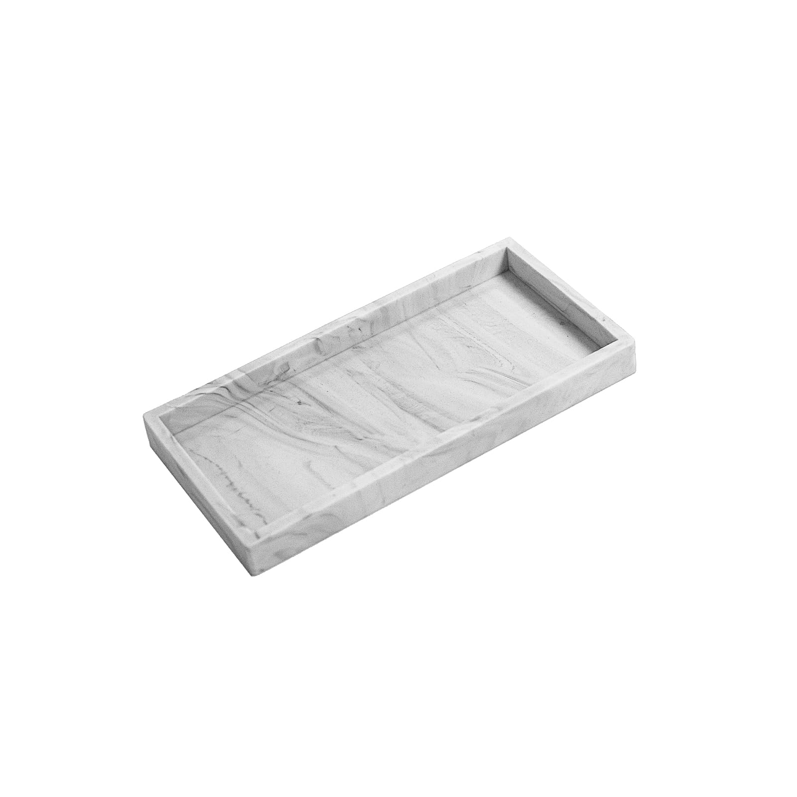 YEMTAL Bathroom Sink Countertop Vanity Organizer Tray, Silicone Kitchen Organizer Soap Tray, Organizer Counter Tray for Jewelry Perfume Cosmetics Keys - White Silicone Rectangular 7.7”