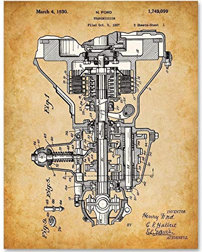 Henry Ford Auto Transmission - 11x14 Unframed Patent Print - Makes a Great Man Cave or Auto Repair Shop Decor and Gift Under $15 for Auto Mechanics and Car Enthusiasts
