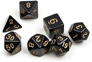 Sirius Dice Solid Black with Gold Numbers Polyhedral 7-Die Dice Set