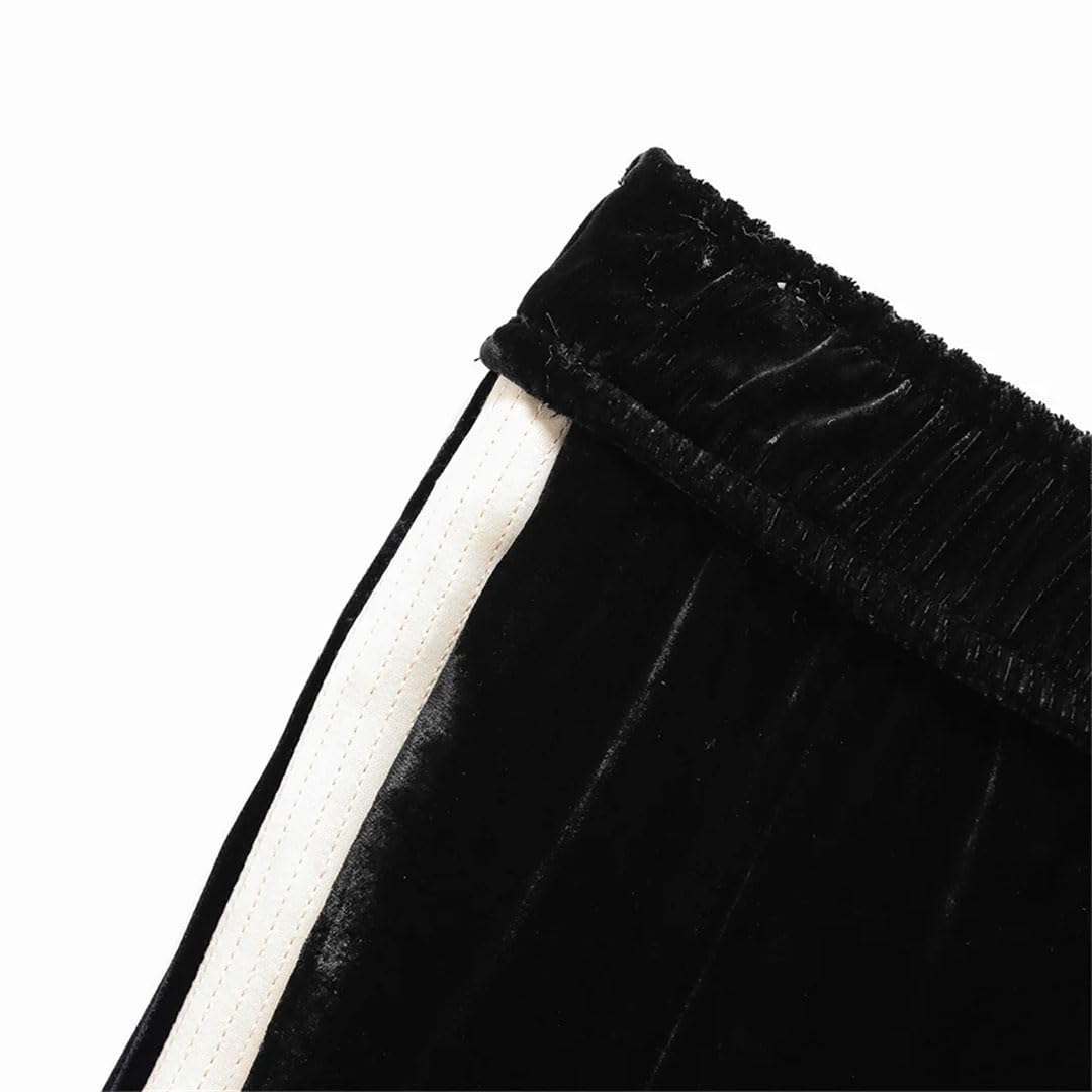 Set di pantaloni decorativi da donna in pile a maniche lunghe con strisce laterali