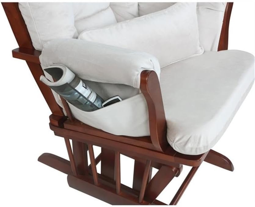 Pemberly Row Solid Wood Glider Chair and Ottoman with Pillow in Espresso