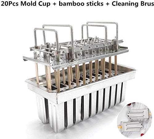 Miniatura 2 de Molde para paletas de hielo, moldes de acero inoxidable, soporte para palitos de helado (20 unidades (redondo))