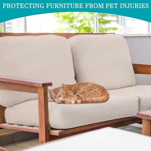 Image of 14Pcs Stretch Patio Cushion Covers,Outdoor Couch Covers Replacement,Outdoor Couch & Sofa Slipcovers,for Patio Furniture Cushion Covers,Washable Reusable Furniture Protector (Beige,Cover Only)