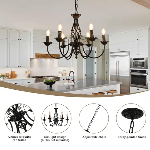 Lámpara de techo negra Comely de 6 luces E14 ajustable para comedor 3
