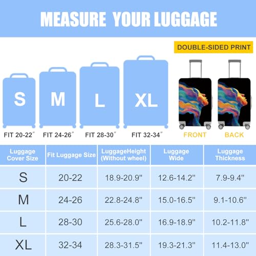 Image of Colorful Abstract Art Luggage Cover - Vibrant Woman Face Design Suitcase Protector - Fits 24 to 26 Inch Travel Luggage,M