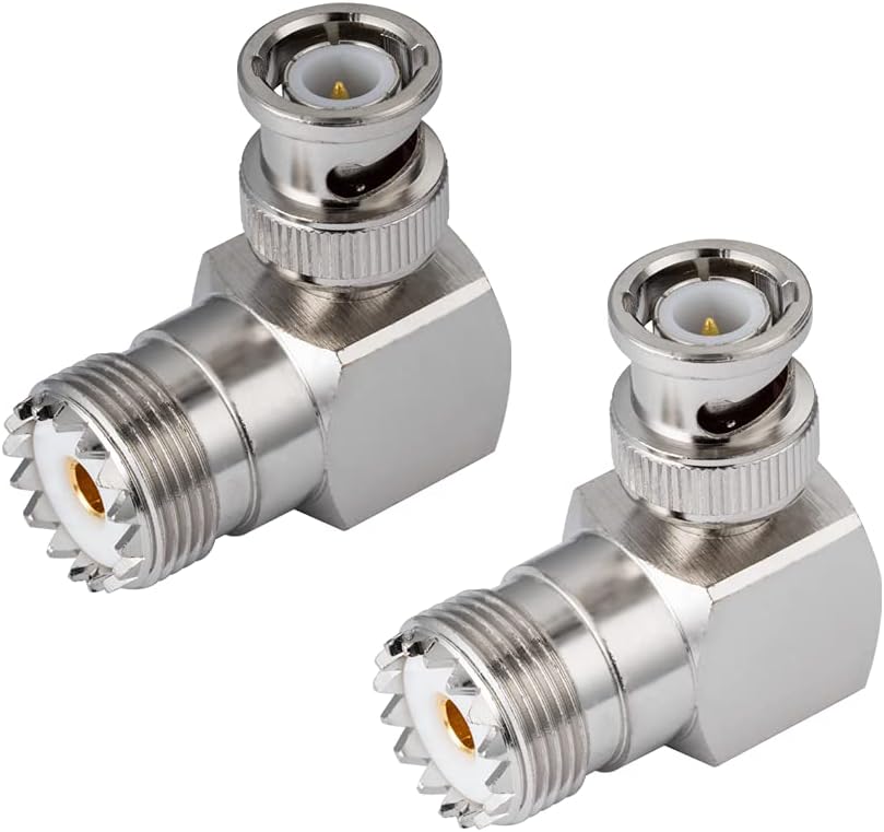 Vecys CB Radio Adapter SO239 UHF Female to BNC Male Right Angle 90-Degree Antenna Adapter for CB Antenna CB Aerial Ham Radio Walkie Talkie Handheld Radio Two way Radio PL259 Coax (2 pcs) - Image 3