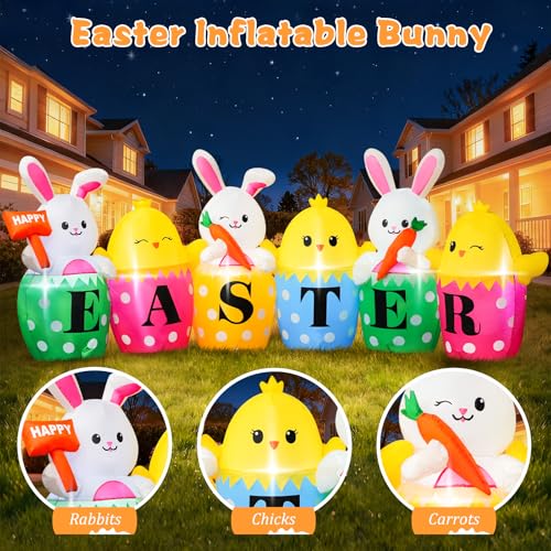 Lapin gonflable de Pâques de 3 m Funfanso : décoration d'extérieur
