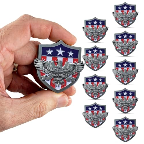 Fear No Evil, America 250 Christian Challenge Coin, American Eagle, Flag, 1776-2026 and Psalm 23 – Antique Silver-Plated with Epoxy Detail, 2 inches- 10 Pack