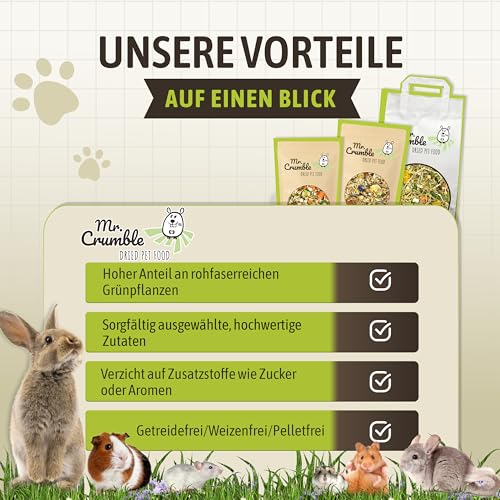 Mr. Crumble Hoppel Mix 5kg – Kaninchen Alleinfutter – Getreidefrei – hoher Rohfaser und Kräuteranteil für Verdauung & Zahnabrieb – 100 % natürliche Zutaten