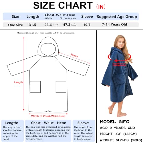 Hiturbo KIDS ZIPPER TOWEL HOODIE NAVY Kids Bath Towel Hoodie: Soft Plush Zipper Surf Poncho thumb #1