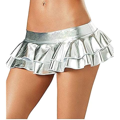 Czizitong Shiny Metallic Pole Dance Mini Skirt Cover