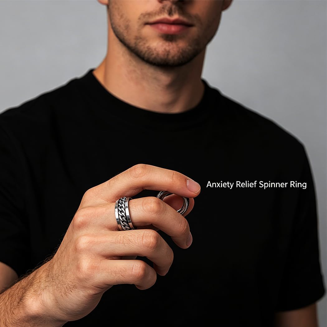 Fidget Rings for Anxiety Fidget Spinner Ring for Men Rings set
