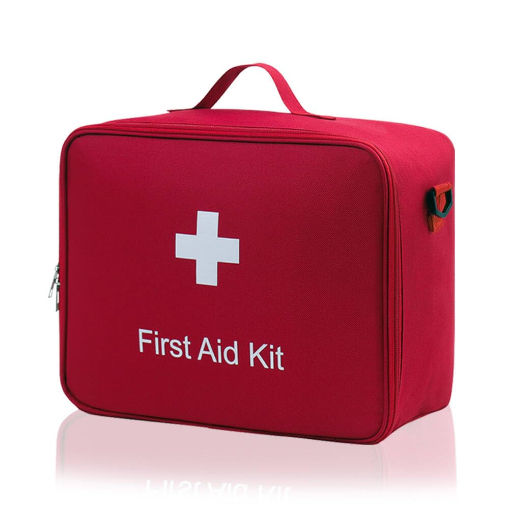 XINGSUI 1 Pcs First Aid Bag Empty, Portable Travel First Aid Kit, Drug Pack Storage Bag Empty, for Home, Office, Vehicle, Camping, Workplace & Outdoor (Red,32 x 25 x 14 cm)