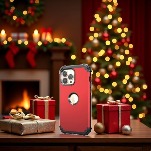 Coque iPhone Pro Max antichoc robuste silicone rouge rigide - 5