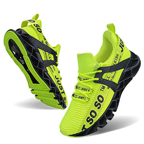 JSLEAP Frauen Turnschuhe Mode rutschfeste Walking Tennis Typ Laufschuhe, 6 fluoreszierendes Grün, 10.5