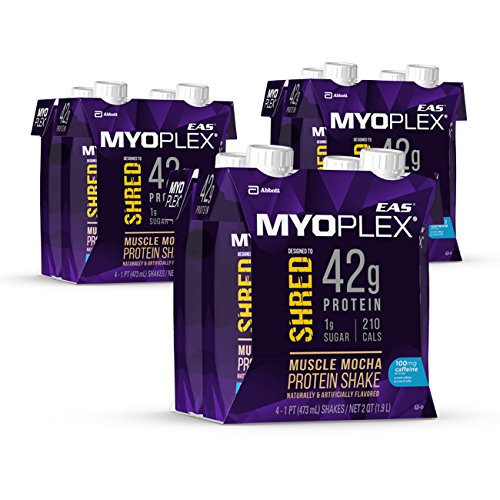 EAS Myoplex Shred Caffeinated Protein Shake, 42 Grams of Protein, Muscle Mocha, 16 ounces, 12 count EAS Myoplex Shred Caffeinated Protein Shake, 42 Grams of Protein, Muscle Mocha, 16 ounces, 12 count