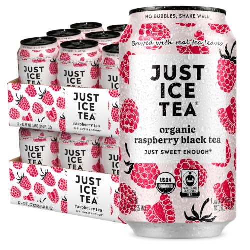 Just Ice Tea, Organic Raspberry Black Iced Tea, 24-Pack (12oz Cans)