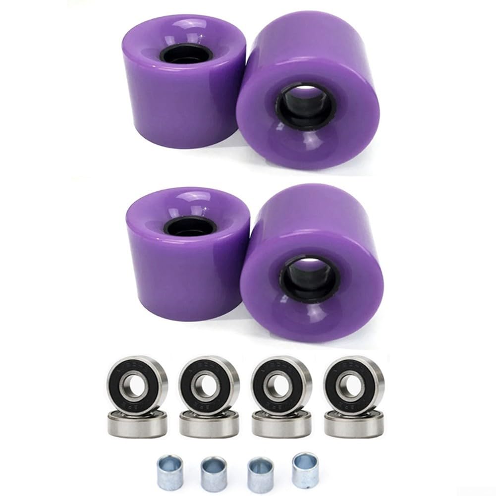 Set di cuscinetti ABEC-9 per ruote da skateboard 60x45mm 78A per longboard, skate di strada e uso regolare su skateboard (viola)