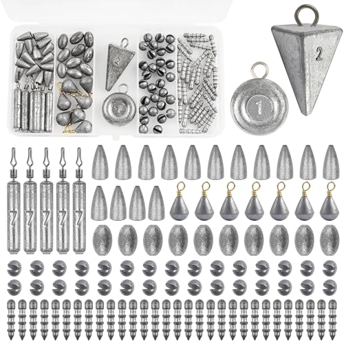 Poids de pêche assortis de 100 pièces avec plombs fendus pour mer et eau douce