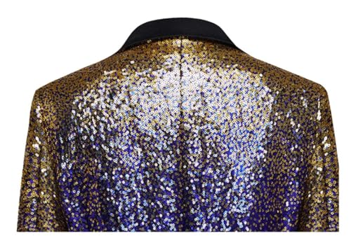 Men Shiny Gold Purple Sequin Party Dress Blazer Collar One Button Suit Jacket Wedding Banquet Tuxedo Blazers4
