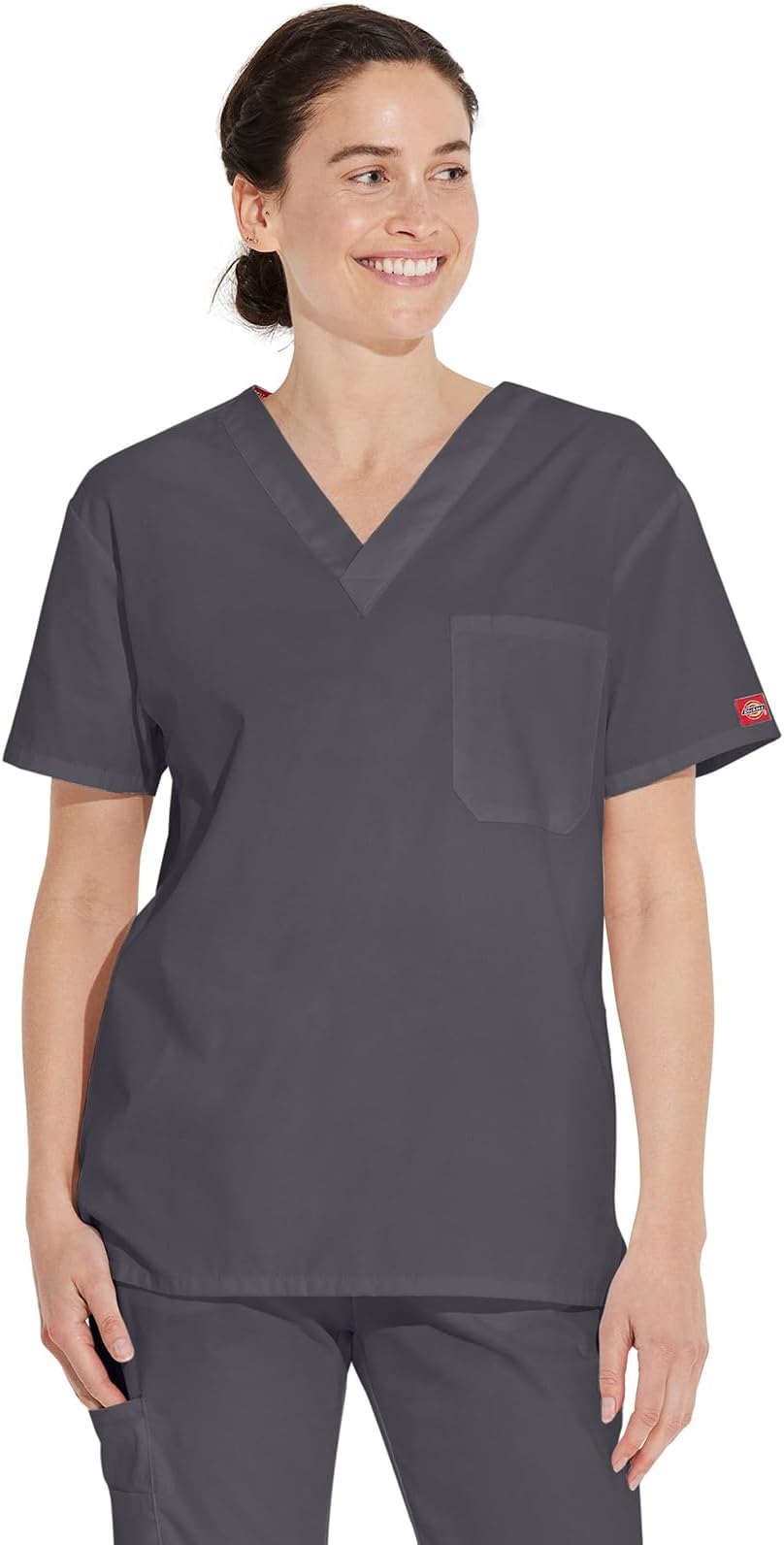 EDS Signature Scrubs for Women and Scrubs for Men, Unisex One Pocket V-Neck Top in Soft Brushed Poplin 83706