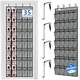 zebricolo over the door shoe organizer,upgraded,over door shoe organizer,35 Huge clear pockets,over door shoe organizer,Store size 13 shoes,hooks Suitable for various doors,Grey