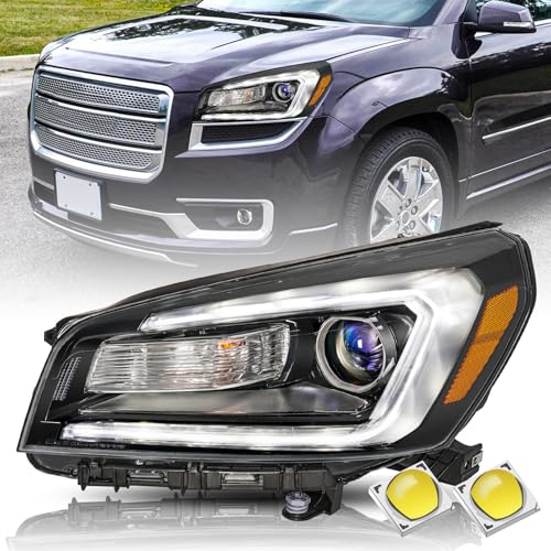 Bingbingmotor BRYGHT Fits for 2013 2014 2015 2016 GMC Acadia Halogen Headlight Assembly 2017 Limited Projector with LED DRL Front Lamp OE Style Repacement Left Driver Side