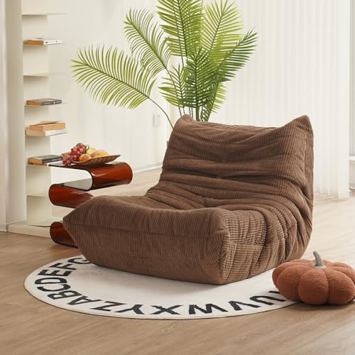 N&V Fireside Chair, Mid Century Armless Floor Sofa, Soft Premium Corduroy Floor Lounge Chair, Foam...