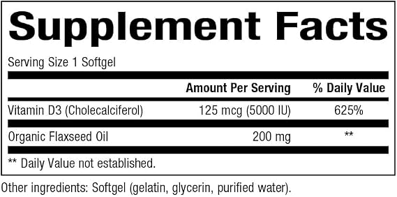 Vitamin D3 5000 IU 180 softgels